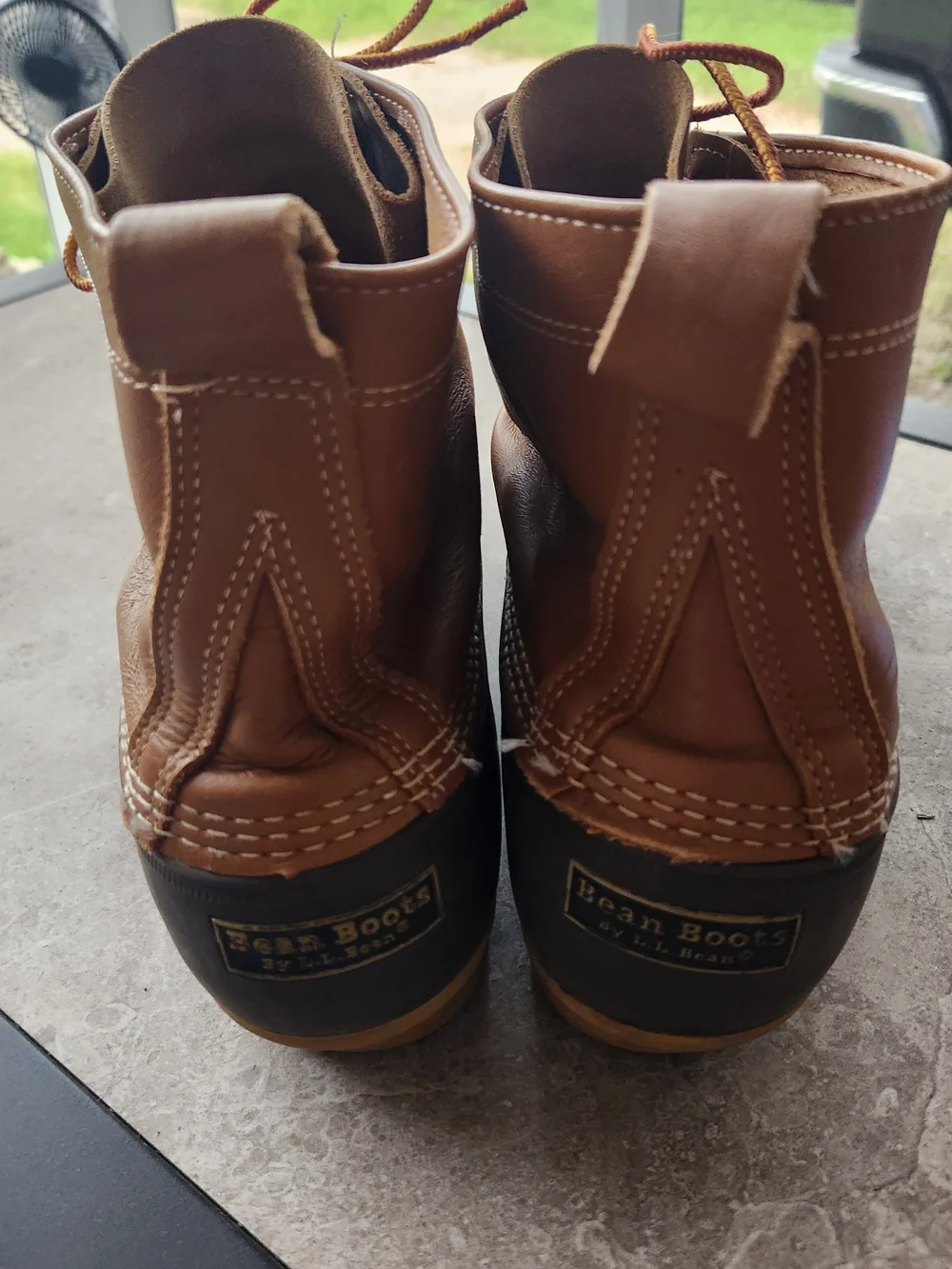 L.L. Bean Men's Brown Leather and Black Rubber Lace-Up Duck Boots